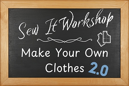 Black Board Logo for Sew It,Clothes Making Workshop.
