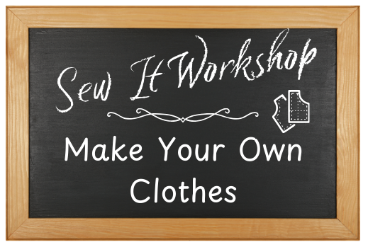 Black Board Logo for Sew It,Clothes Making Workshop.
